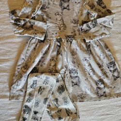 Carter's Gray 4T toddler dress with kittens with Matching Leggings.