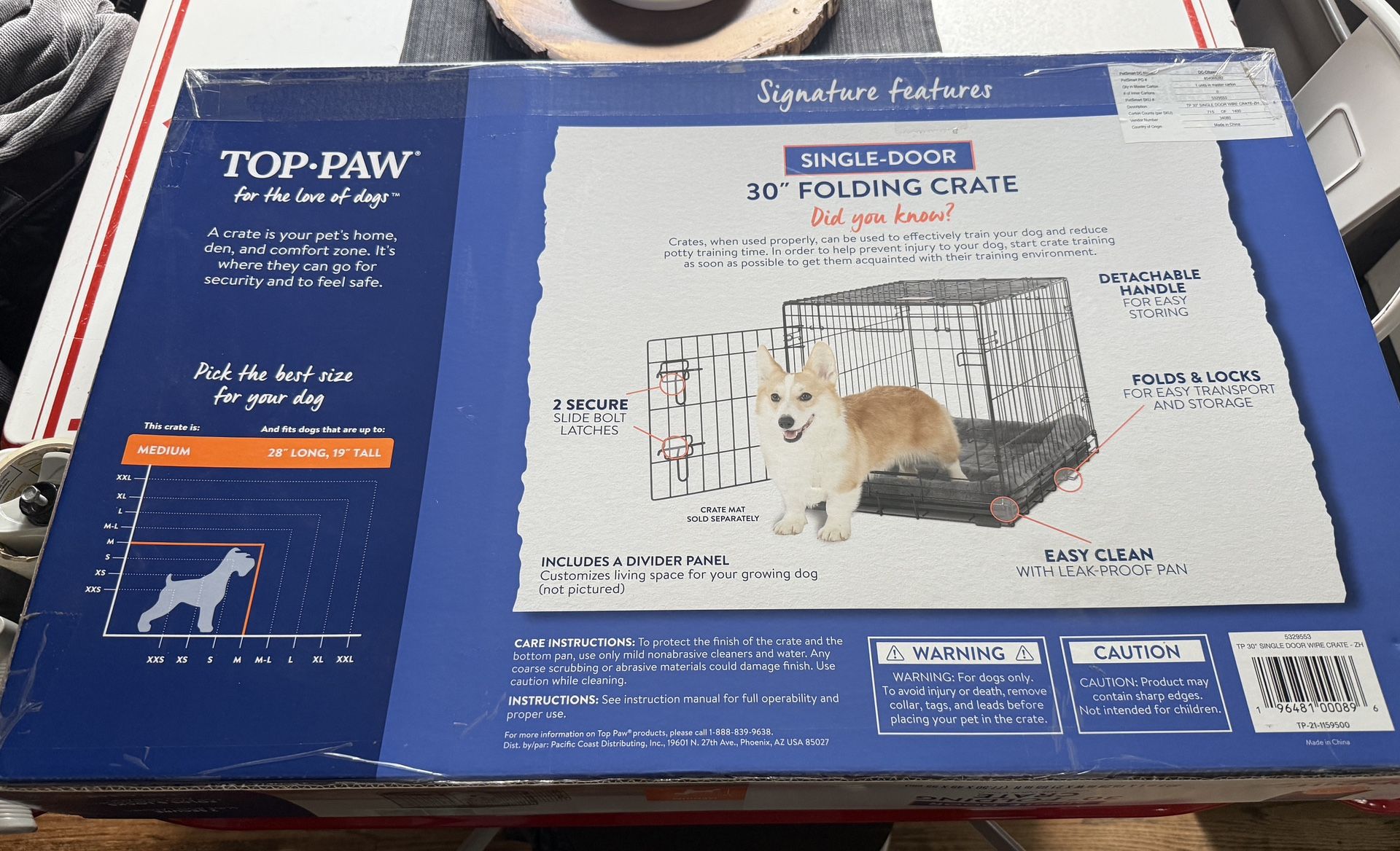 Top Paw Medium Size Folding Dog Crate
