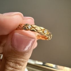 18K Gold argyle Pattern Ring Size 7