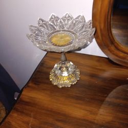 Crystal Glass candy Dish With Metal Base