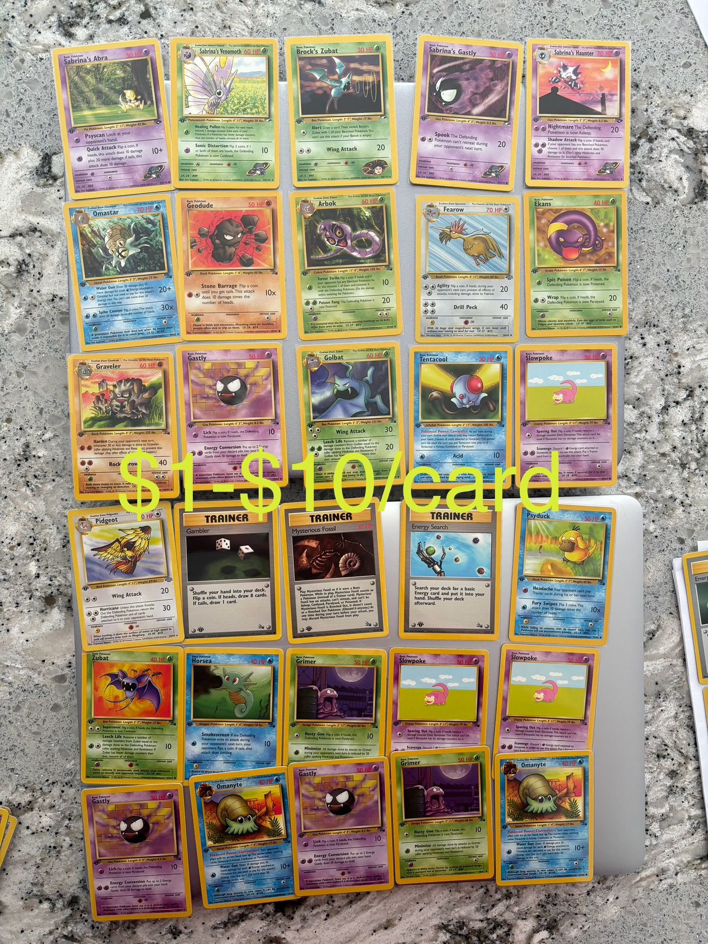 Pokemon Cards, Shadowless, First Edition, Holos