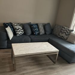 L Shaped Couch With Marble Table
