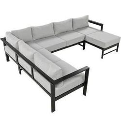 New Assembled Modular U-Shaped Outdoor Sofa Set with Thick Cushions and Aluminum Frame Outdoor Patio
