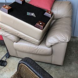 Leather chair and ottoman