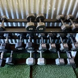 Dumbbell Set + 3 Tier Body Solid Dumbbell Rack 