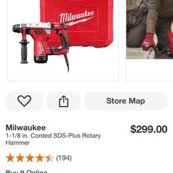Milwaukee 1-1/8 in. Corded SDS-Plus Rotary Hammer