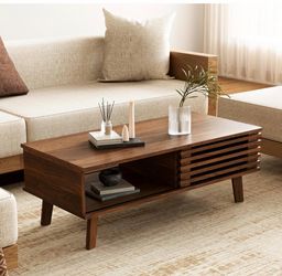 Mid Century Modern Coffee Table, Wood Coffee Table with Storage