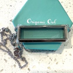 NEW Origami Owl Silver Bar Hinged Living Locket Chain Necklace Rare Discontinued