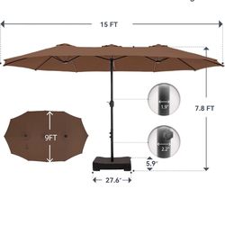 New Phi Villa 15’ Umbrella, Mallard Brown 