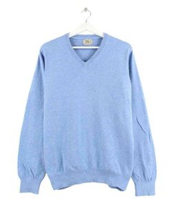 LL Bean 100% Wool Blue V neck men's sweater top shirt size XL Extra Large Tall
