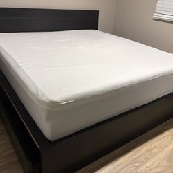 IKEA Malm King Size Bed Frame With 2 Night Stands And Mattress Included