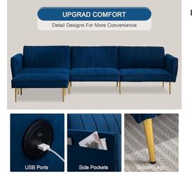 105” L Shape Futon Sofa Coach