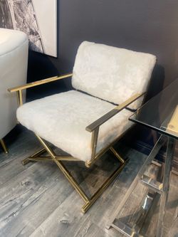 White and gold Chair | NEW IN BOX