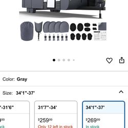 RV Cover 34-37ft: Extra Thick 7 Layers Travel Trailer Cover with 4 Tire Covers, Waterproof Camper Cover, Extra Windproof Ropes, Gutter Cover, Rip-Stop