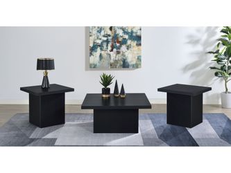 Devar Black 3-piece Square Cocktail Coffee End Table Set