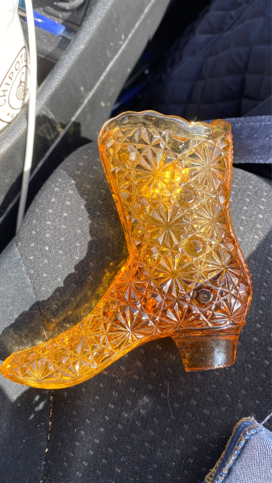 Antique amber boot by Fenton glass 1970’s