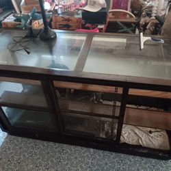 Vintage Dark brown Wood Showcase