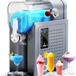 SYINTAO 2-in-1 Slushie & Soft Serve Ice Cream Maker, No-Ice-Needed Frozen Drink Machine with LED Display, 6 Preset Modes, Auto-Clean & Dela