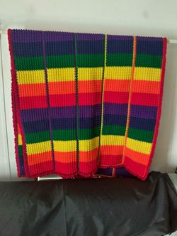 HANDMADE RAINBOW AFGHAN, SEFFNER FL