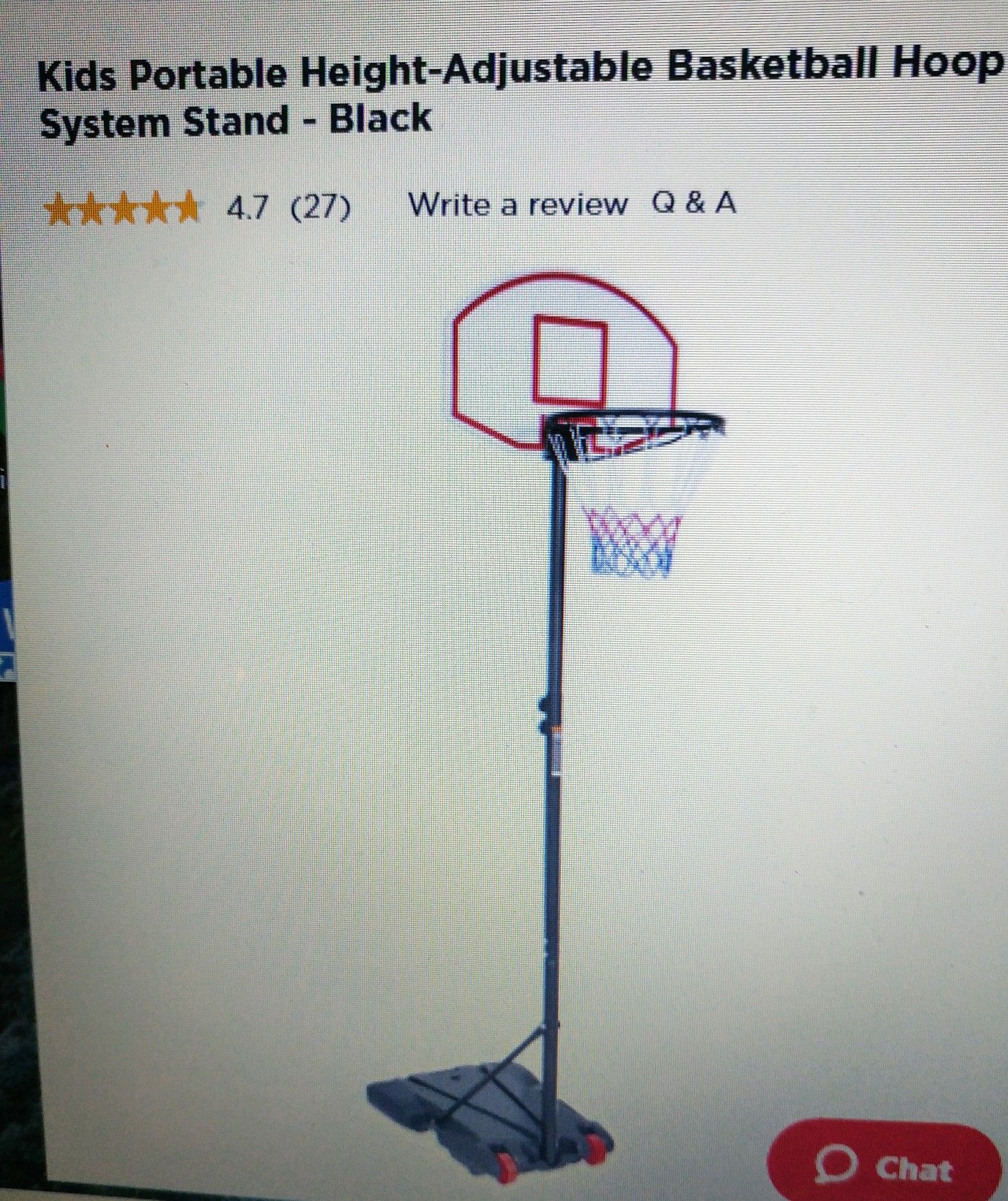 Kid's portable basketball hoop