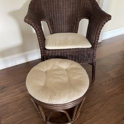 Rattan Chair And Ottoman