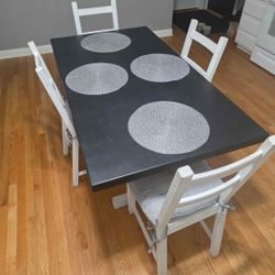 Butcher Block Kitchen Table W/ 4 Chairs