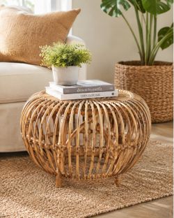 Vintage Mid-Century Modern Franco Albini Rattan Ottoman / Side Table