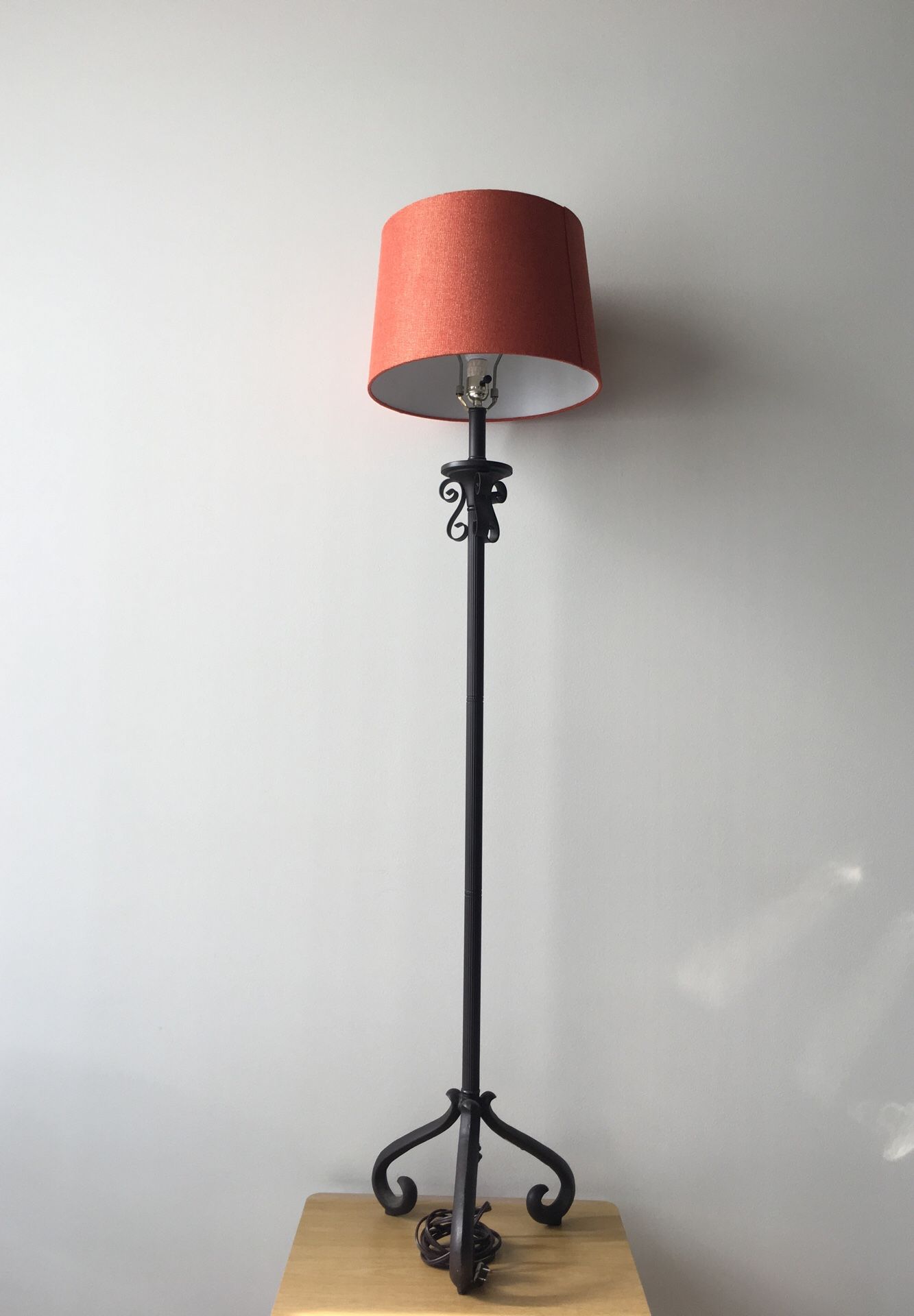 Floor lamp with orange lamp shade (5 Foot)