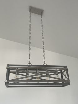 Set of Farmhouse Grey Chandelier and Pendant