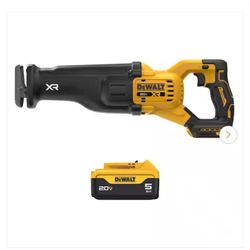 DEWALT  20V XR Lithium-lon Cordless Reciprocating Saw with 20V Max Premium 5.0Ah Battery Pack