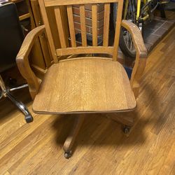 Free Vintage Oak Chair On Wheels US Navy