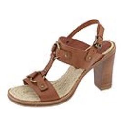 Y2K KORS Michael Kors Brown Leather Espadrille Heeled Sandals Boho Chic Vintage