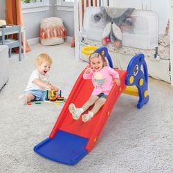 Red blue Kids Slide Play Set for Toddlers with Basketball Hoop and Ball, NEW 
