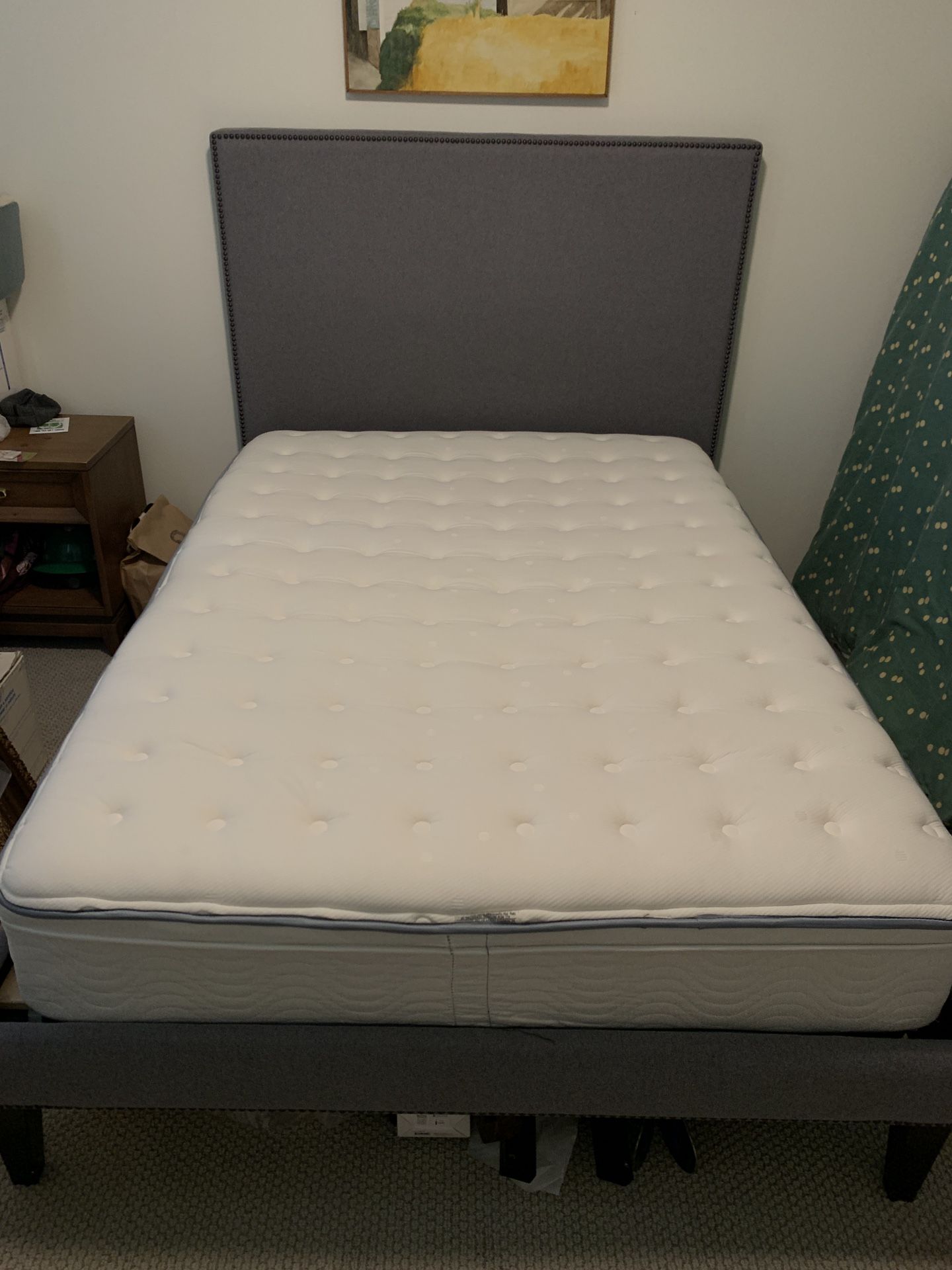 Full Size West Elm Bed Frame w/ Beauty Rest Mattress