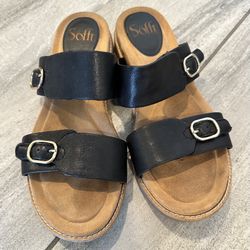 Söfft Black Leather Comfort Sandals - Size 8M