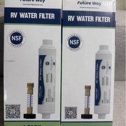 Future Way 2-Pack RV Water Filter with Flexible Hose Protector, Reduces Odors, Sediments and Bad Taste, Ideal for RVs, Campers and Travel Trailers, NS