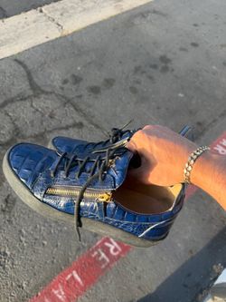Giuseppe Zanotti Blue Croc-Embossed Sneaker