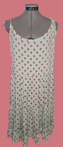 Hot Topic Summer Dress Sundress Strawberry Print Green Size 3X