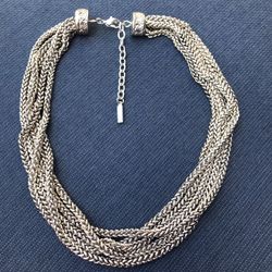 Napier  Multi Chain Silver  Tone Necklace  1970s Signed 