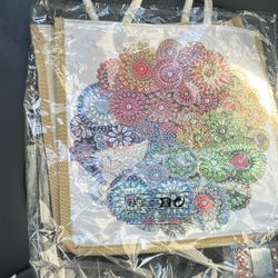 Rainbow Mandala Diamond Painting Tote Bag,5D DIY Rhinestone Cross Stitch Shopping Bags Paint by Number Gems Art Craft Handmade Shoulder Bag Reusable C