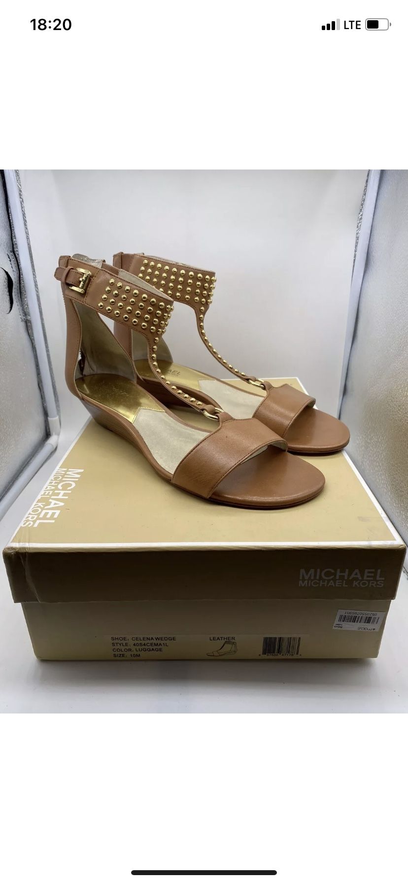 Michael Kors Celena Wedge Womens Luggage Sandals Shoes 10 M