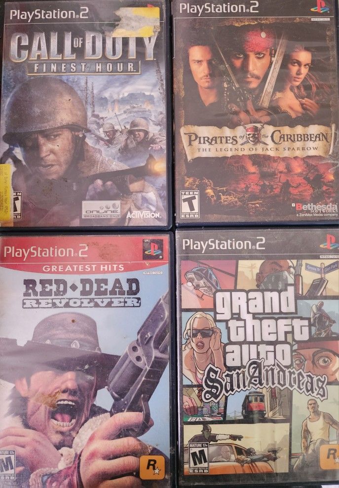 Ps2 Games Red Dead Revolver, Gta San Andreas, Pirates Of Caribbean, Call Of Duty