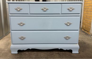 Solid Wood Vintage Dresser | Light Blue