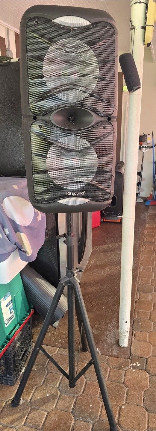 IQ Sound 12" Portable Bluetooth Speaker Pair with True Wireless Technology - Black