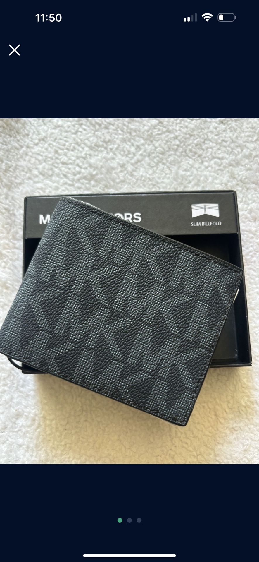 NWT $98 Michael Kors Jet Set Men’s Slim Billfold Wallet in Admiral Blue Color