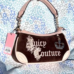 New Pink Brown Juicy Couture Purse Handbag Renaissance Bag Velour Vintage Style