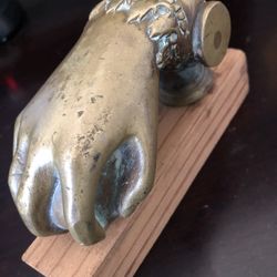 rare Antique Solid Bronze Hand Ball knocker door 18th century Hand Made Patina.