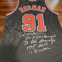 Chicago Bulls Legend Dennis Rodman Signed Jersey With Multiple Descriptions
