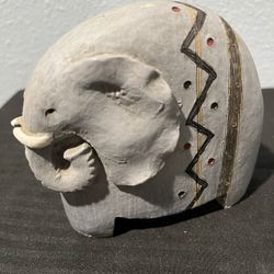 Vintage Resin Elephant African Art Piece Hand Painted