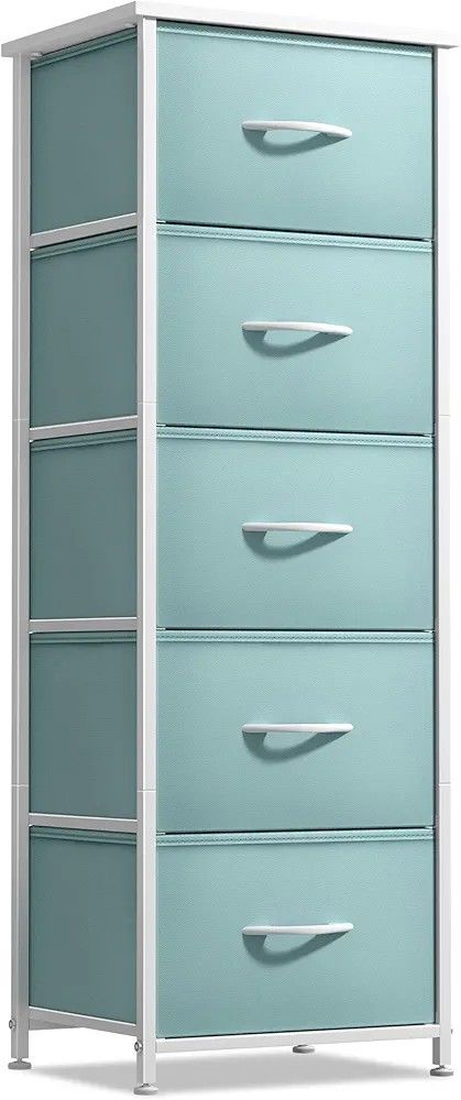 Sorbus Fabric Dresser for Kids Bedroom - Chest of 5 Drawers, Tall Storage Tower, Clothing Organizer, for Closet, for Playroom, for Nursery,
